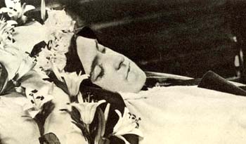 St Therese's exposed body after her death
